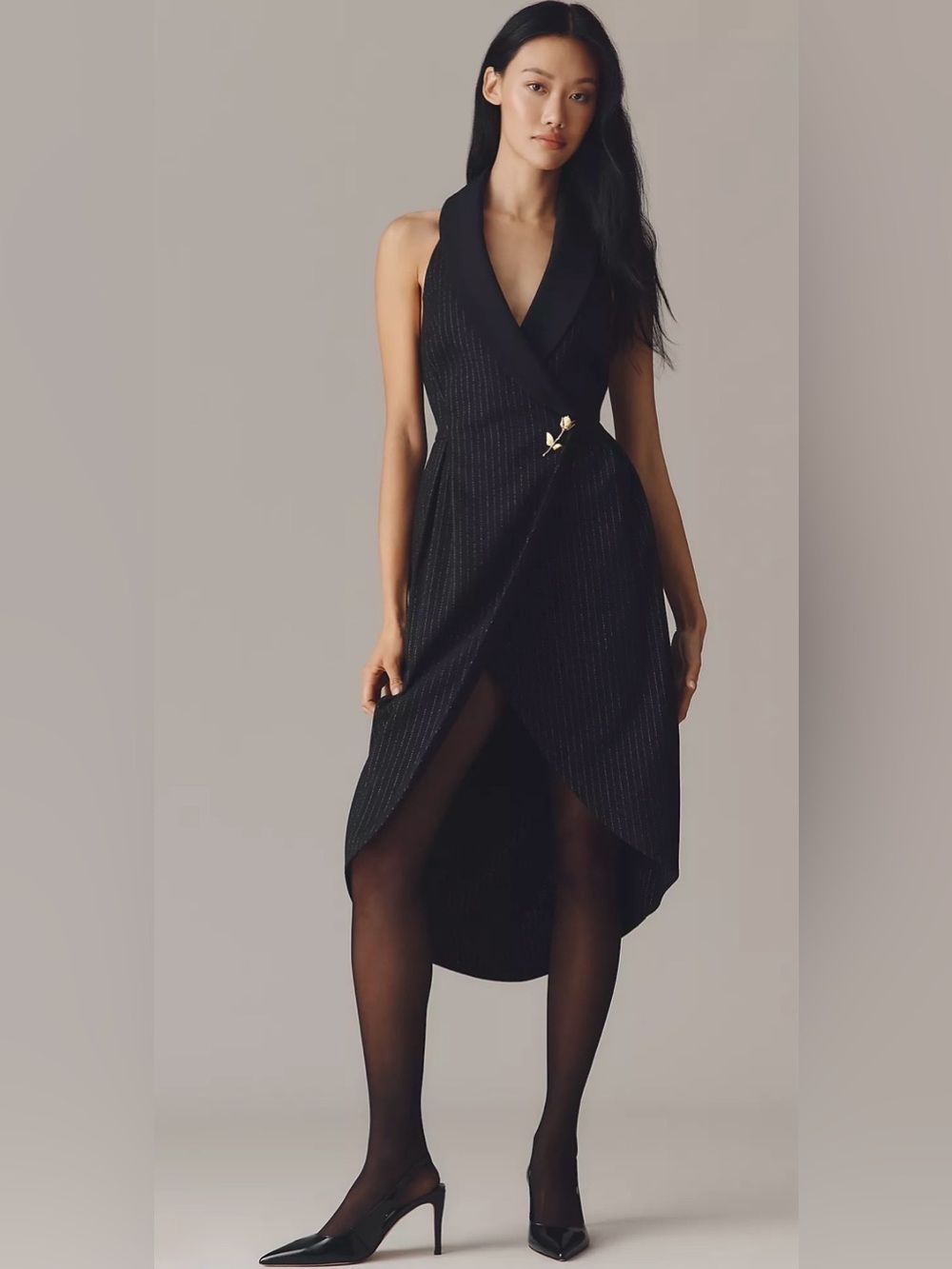 Anthropologie x Anthropologie Halter Tuxedo
Stripe Midi Dress